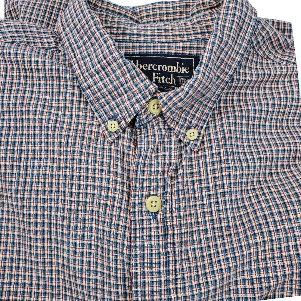 Abercrombie & Fitch Blue Plaid Button Down Shirt Medium